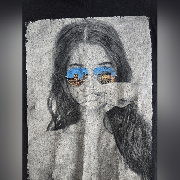 Bowery Black Graphic T-Shirt with Reflective Sunglasses Design - Picture 2 of 5